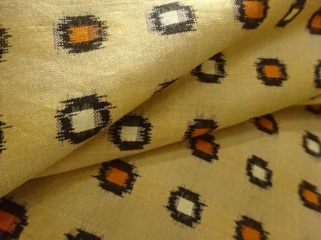  アンティーク　抽象模様織出し銘仙着物